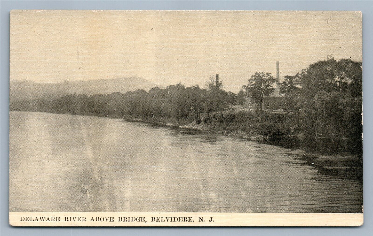 BELVIDERE NJ DELAWARE RIVER ABOVE BRIDGE ANTIQUE POSTCARD