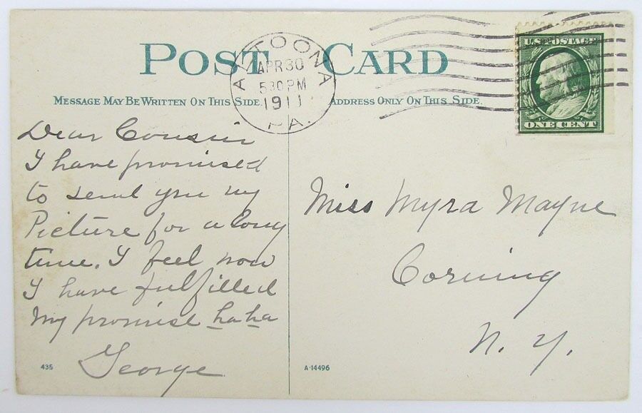 ANTIQUE 1911 POSTCARD BROAD AVENUE LOOKING EAST FROM 26th STREET ALTOONA PA