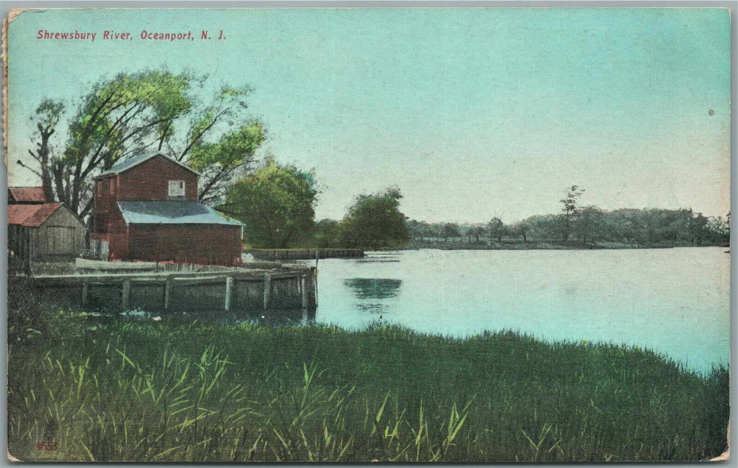 OCEANPORT NJ SHREWSBURY RIVER ANTIQUE POSTCARD