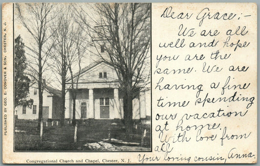 CHESTER NJ CONGREGATIONAL CHURCH ANTIQUE POSTCARD