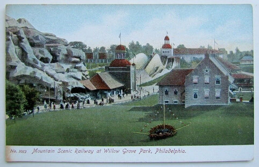 VINTAGE POSTCARD MOUNTAIN SCENIC RAILWAY AT WILLOW GROVE PARK PHILADELPHIA PA