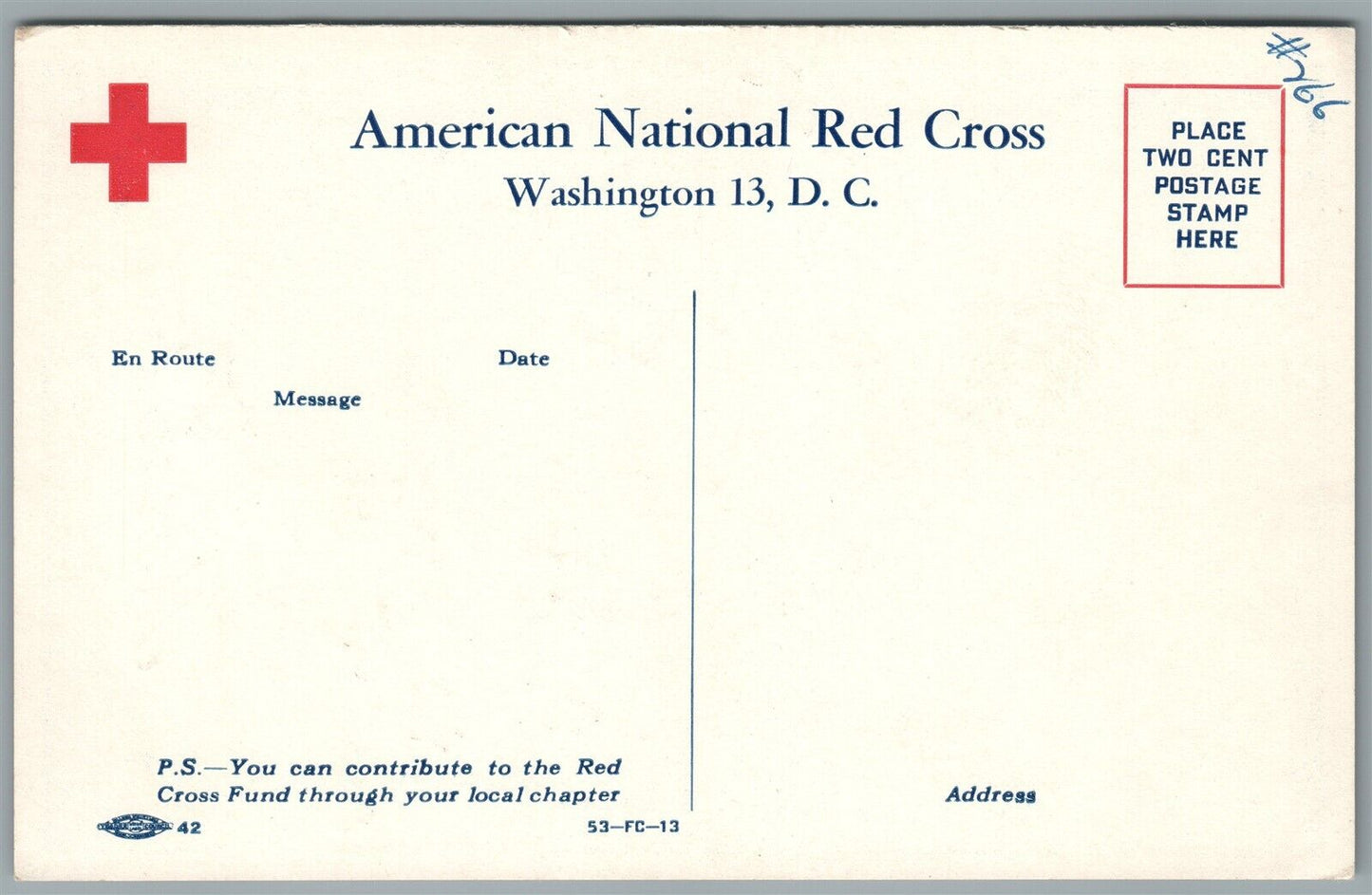 1953 AMERICAN NATIONAL RED CROSS FUND VINTAGE POSTCARD