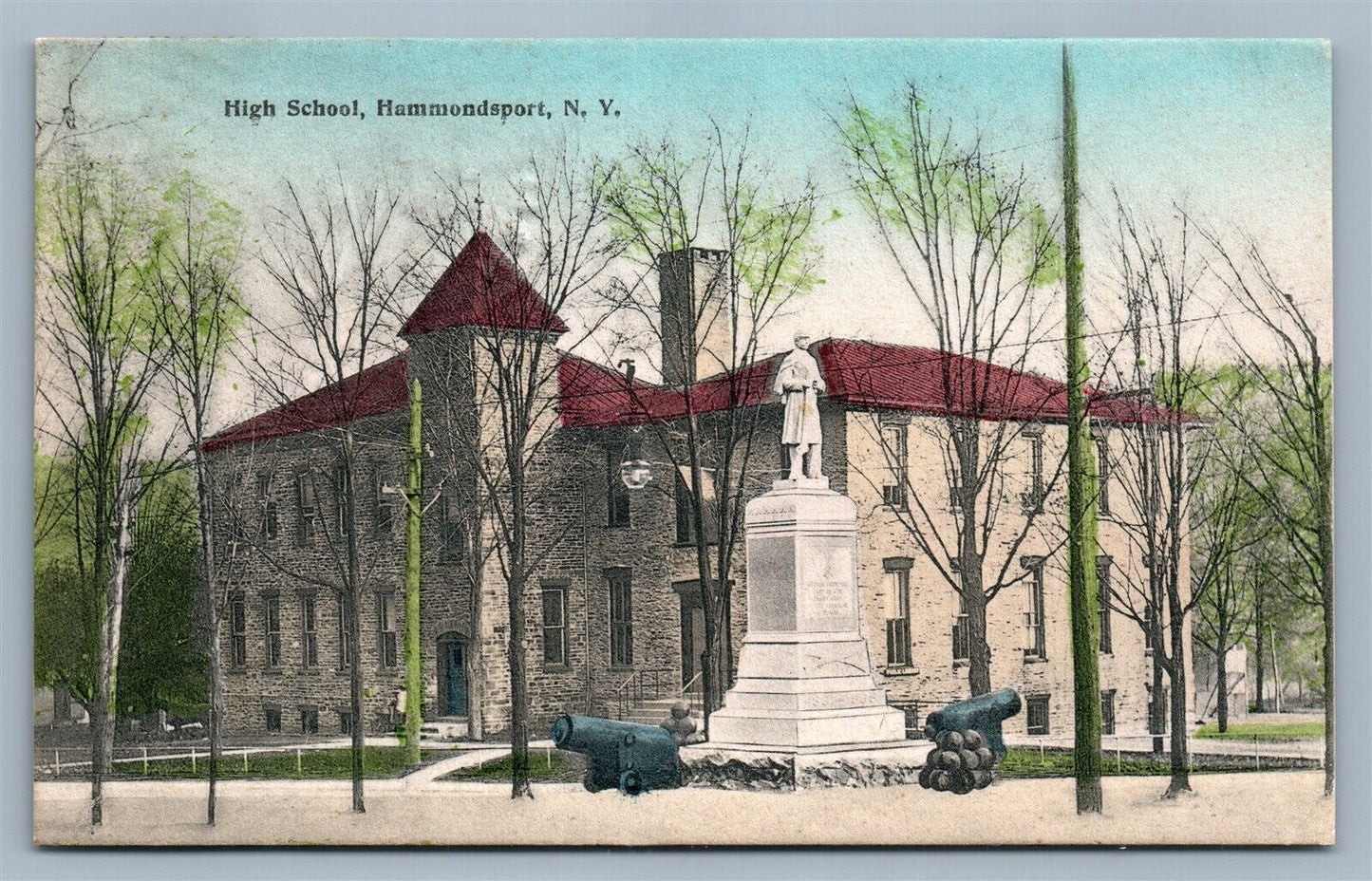 HAMMONDSPORT NY HIGH SCHOOL ANTIQUE POSTCARD
