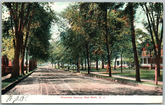 RED BANK NJ RIVERSIDE AVENUE 1909 ANTIQUE POSTCARD