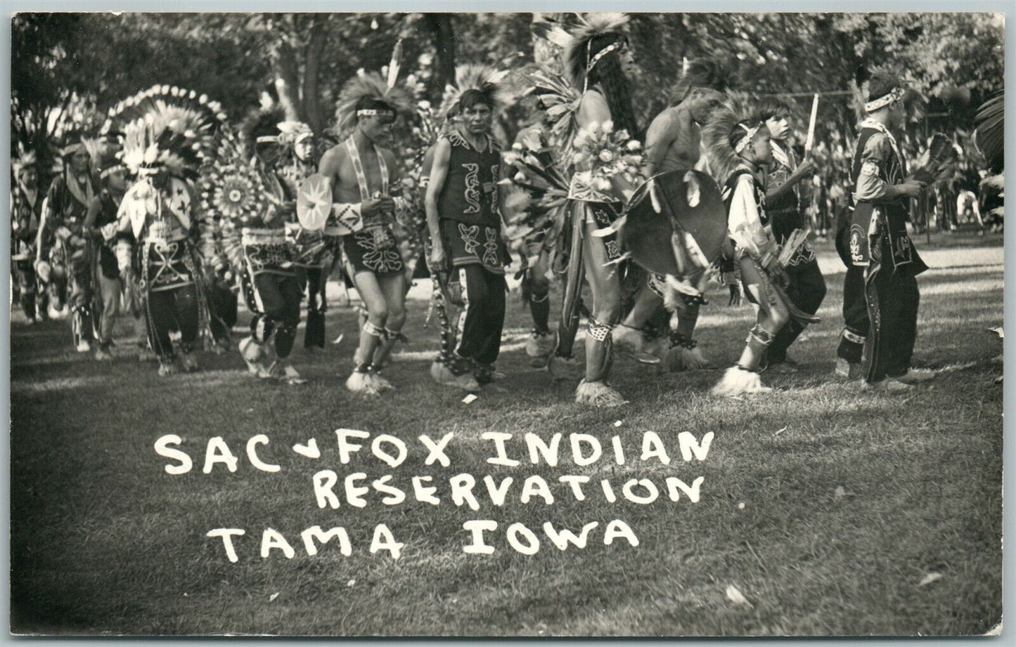 SAC-FOX INDIAN RESERVATION TAMA IA DANCE 1948 VINTAGE REAL PHOTO POSTCARD RPPC