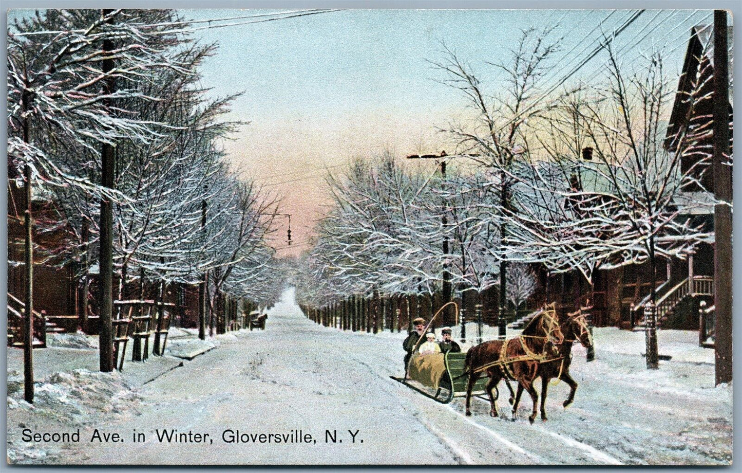 GLOVERSVILLE NY SECOND AVENUE ANTIQUE POSTCARD