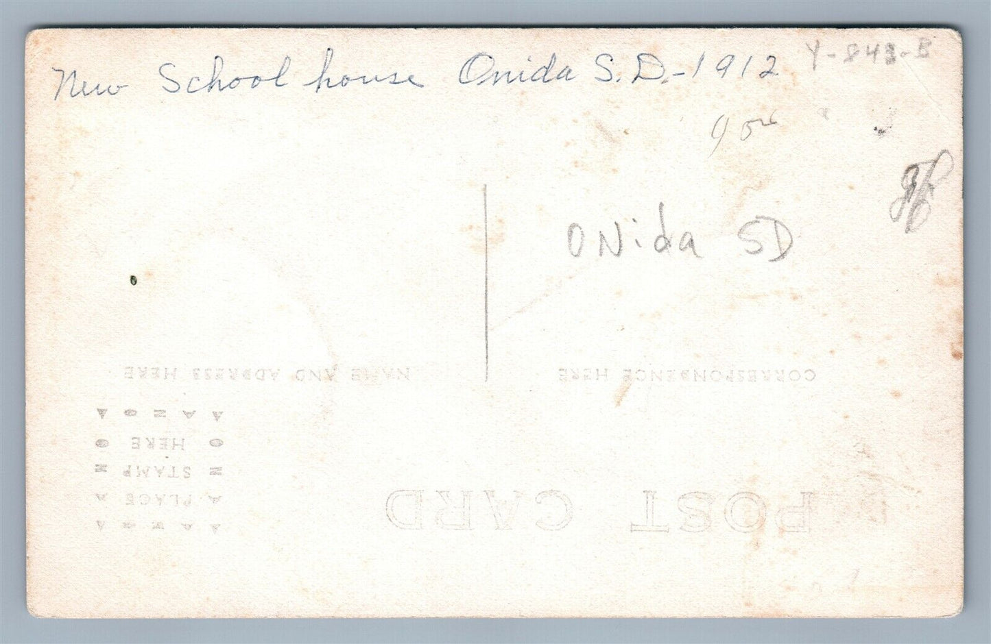 ONIDA SD SCHOOL ANTIQUE REAL PHOTO POSTCARD RPPC