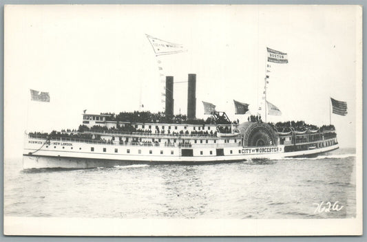 STEAMSHIP CITY OF WORCESTER VINTAGE REAL PHOTO POSTCARD RPPC