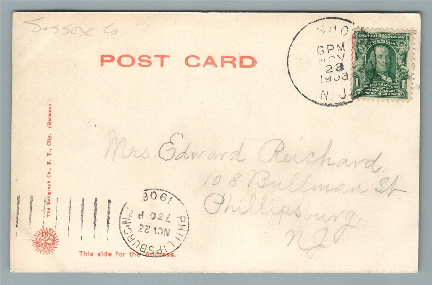 NEWTON NJ MERRIAM HOUSE ANTIQUE POSTCARD