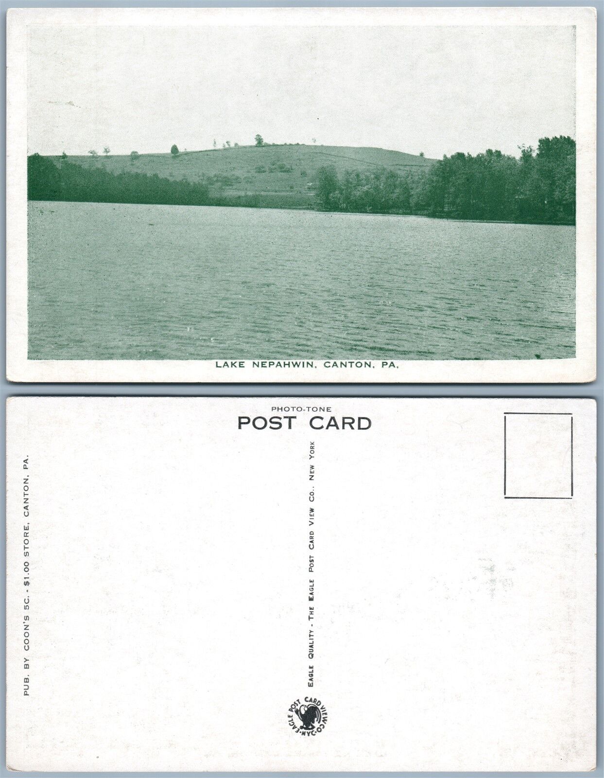 CANTON PA LAKE NEPAHWIN ANTIQUE POSTCARD