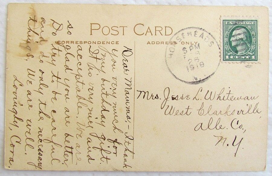 PARK CHURCH ELMIRA N.Y. 1918 ANTIQUE POSTCARD