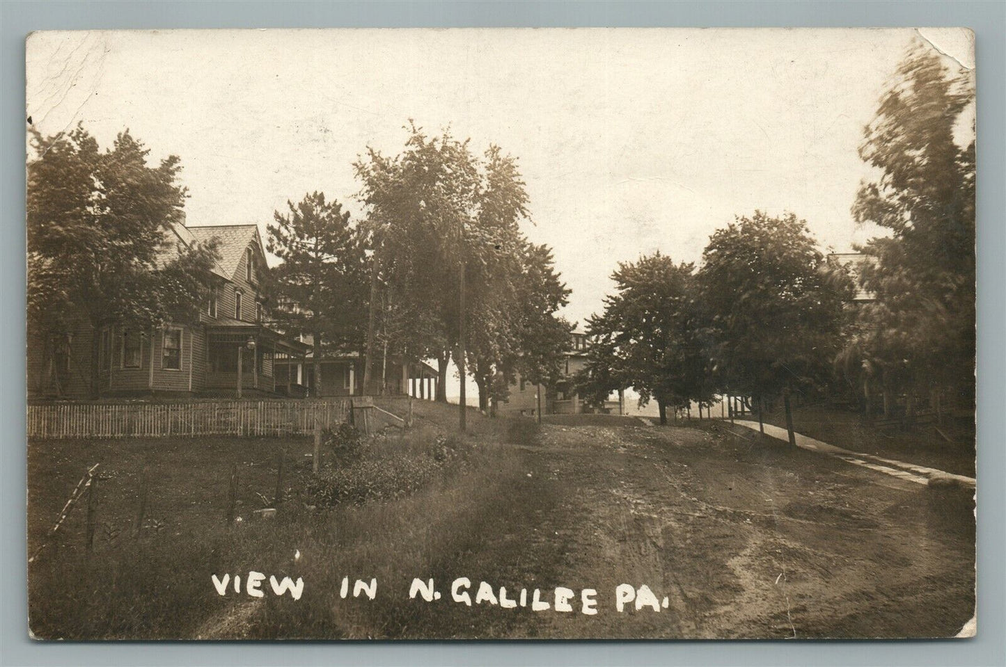 NEW GALILEE PA STREET SCENE ANTIQUE REAL PHOTO POSTCARD RPPC