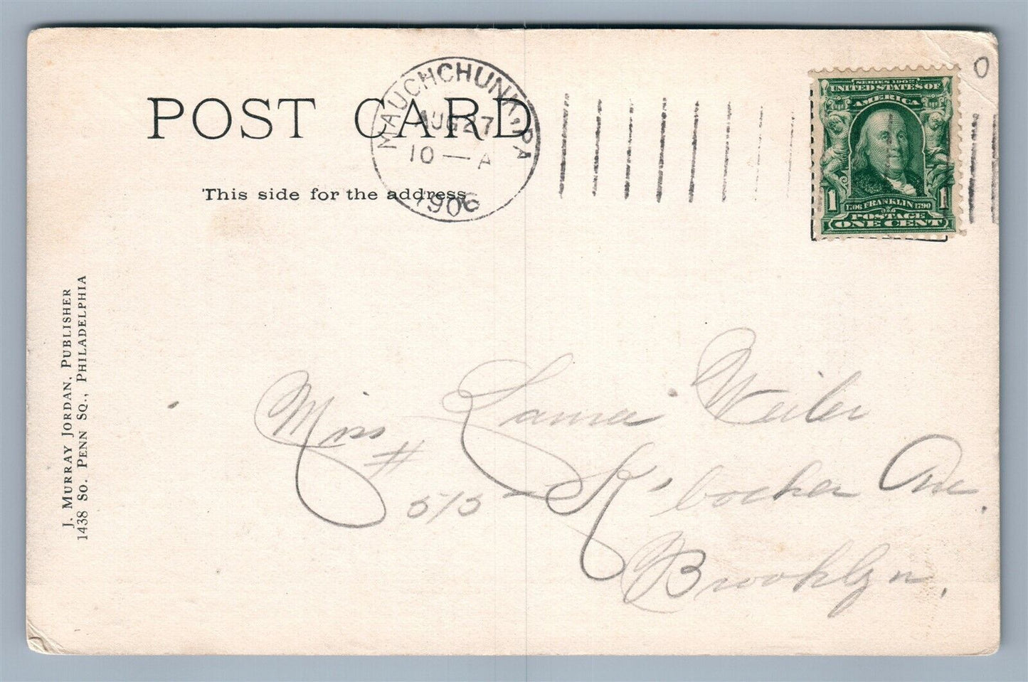 MAUCH CHUNK PHILADELPHIA PA FROM MOUNTAIN ROAD ANTIQUE POSTCARD