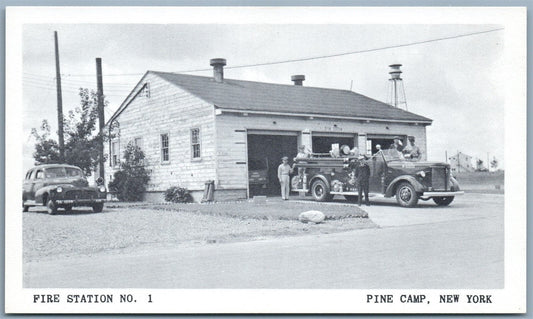 PINE CAMP NY FIRE STATION No. 1 VINTAGE POSTCARD