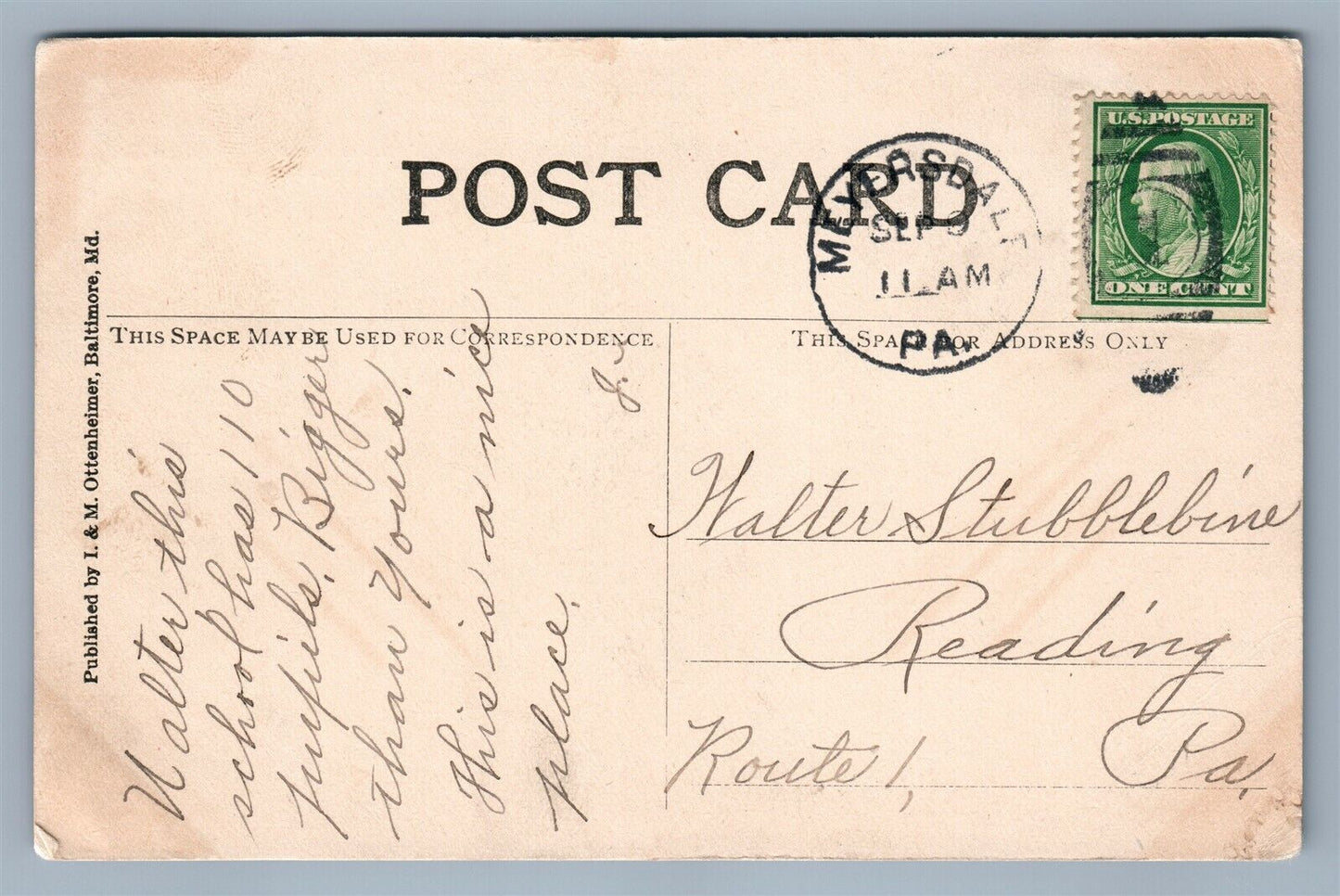 MEYERSDALE PA HIGH SCHOOL ANTIQUE POSTCARD