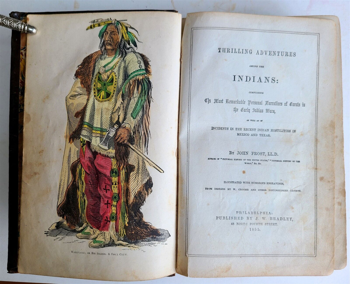 1855 TRILLING ADVENTURES AMONG INDIANS JOHN FROST antique ILLUSTRATED AMERICANA