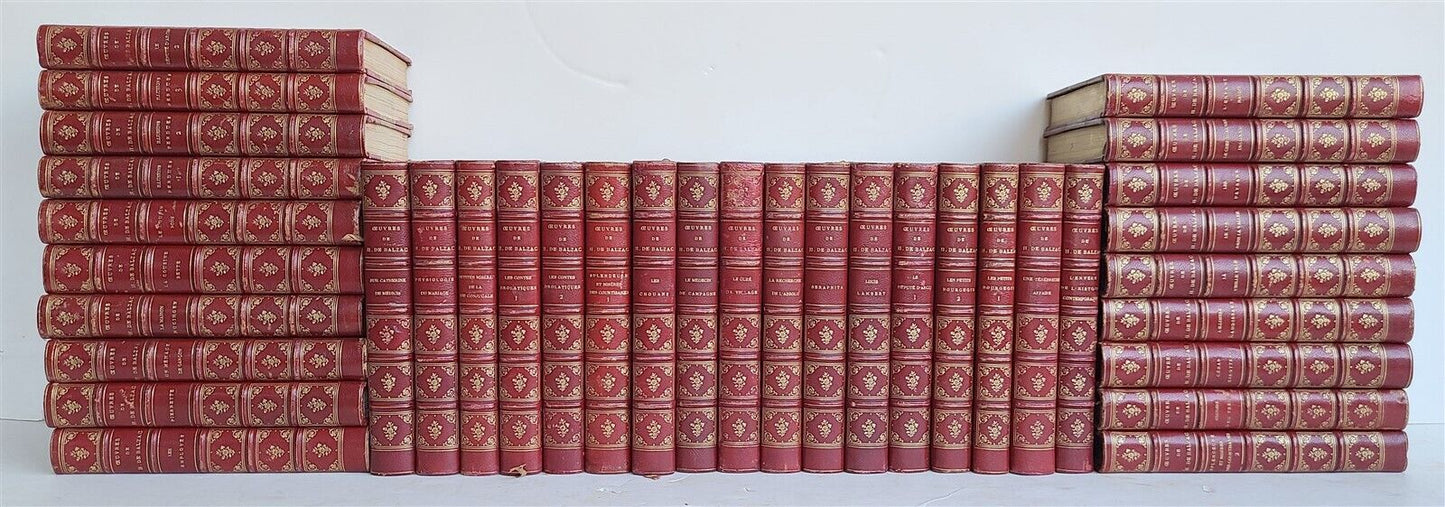 1892 50 VOLUMES of Honere De Balzac works antique FINE DECORATIVE BINDINGS