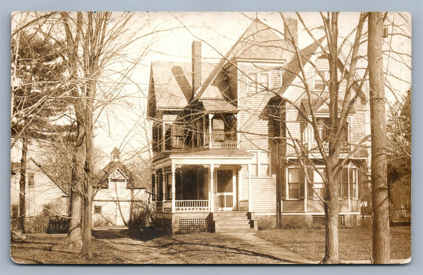 CRANSTON NY STREET SCENE ANTIQUE REAL PHOTO POSTCARD RPPC
