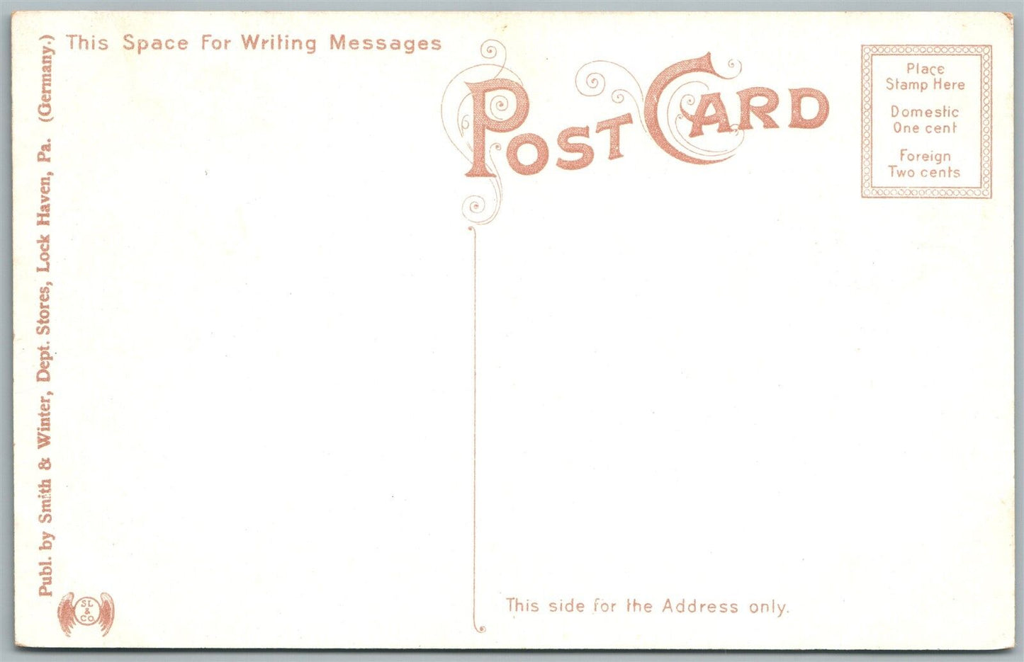 LOCK HAVEN PA ST. LUKE'S REFORMED CHURCH ANTIQUE POSTCARD