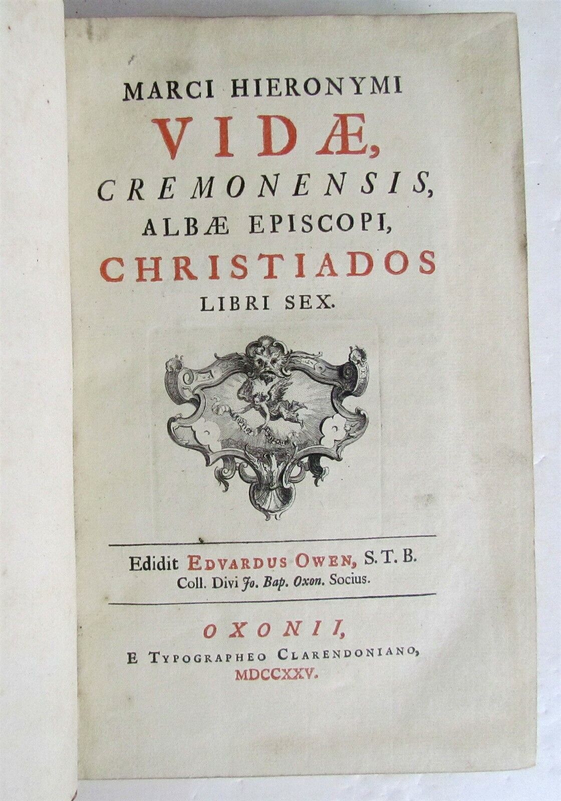 1725 POETRY CHRISTIADOS by MARCI HIERONYMI VIDAE antique