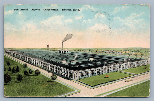 DETROIT MI CONTINENTAL MOTORS CORPORATION 1918 ANTIQUE POSTCARD