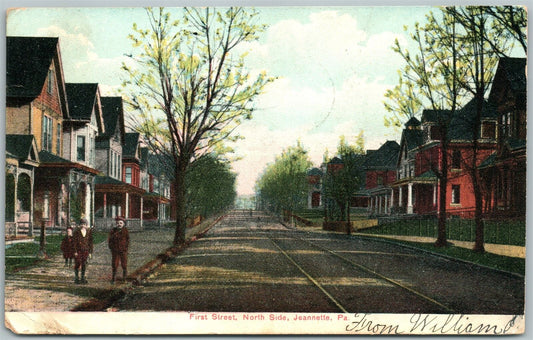 JEANNETTE PA FIRST STREET 1907 ANTIQUE POSTCARD