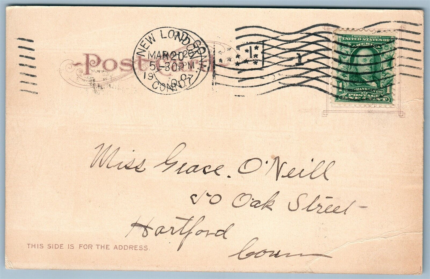 NEW LONDON CT OCEAN BEACH ANTIQUE POSTCARD