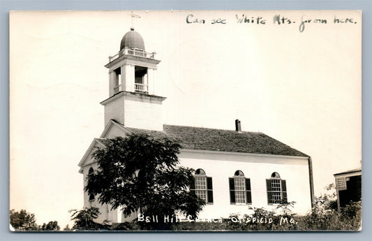 OTISFIELD ME BELL HILL CHURCH VINTAGE REAL PHOTO POSTCARD RPPC