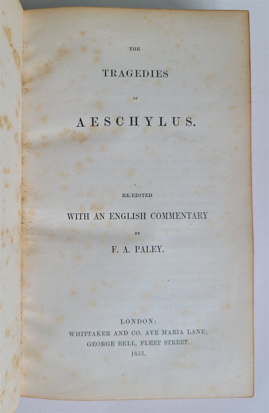 1855 TRAGEDIES of AECHYLUS antiquev vellum bound in GREEK & ENGLISH