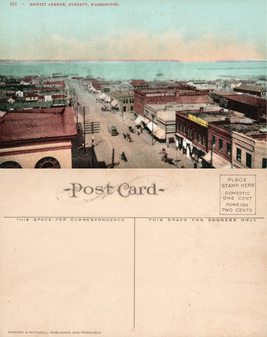 EVERETT WA HEWITT AVENUE ANTIQUE POSTCARD