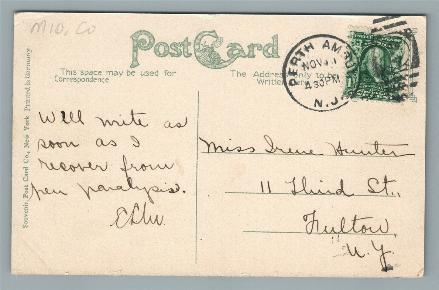 PERTH AMBOY NJ TOTTENVILLE SHORE ANTIQUE POSTCARD