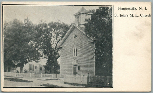 HARRISCNVILLE NJ ST.JOHN M.E. CHURCH ANTIQUE POSTCARD