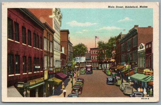 BIDDEFORD ME MAIN STREET ANTIQUE POSTCARD