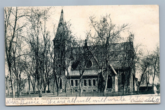 FLEMINGTON NJ PRESBYTERIAN CHURCH 1905 ANTIQUE POSTCARD