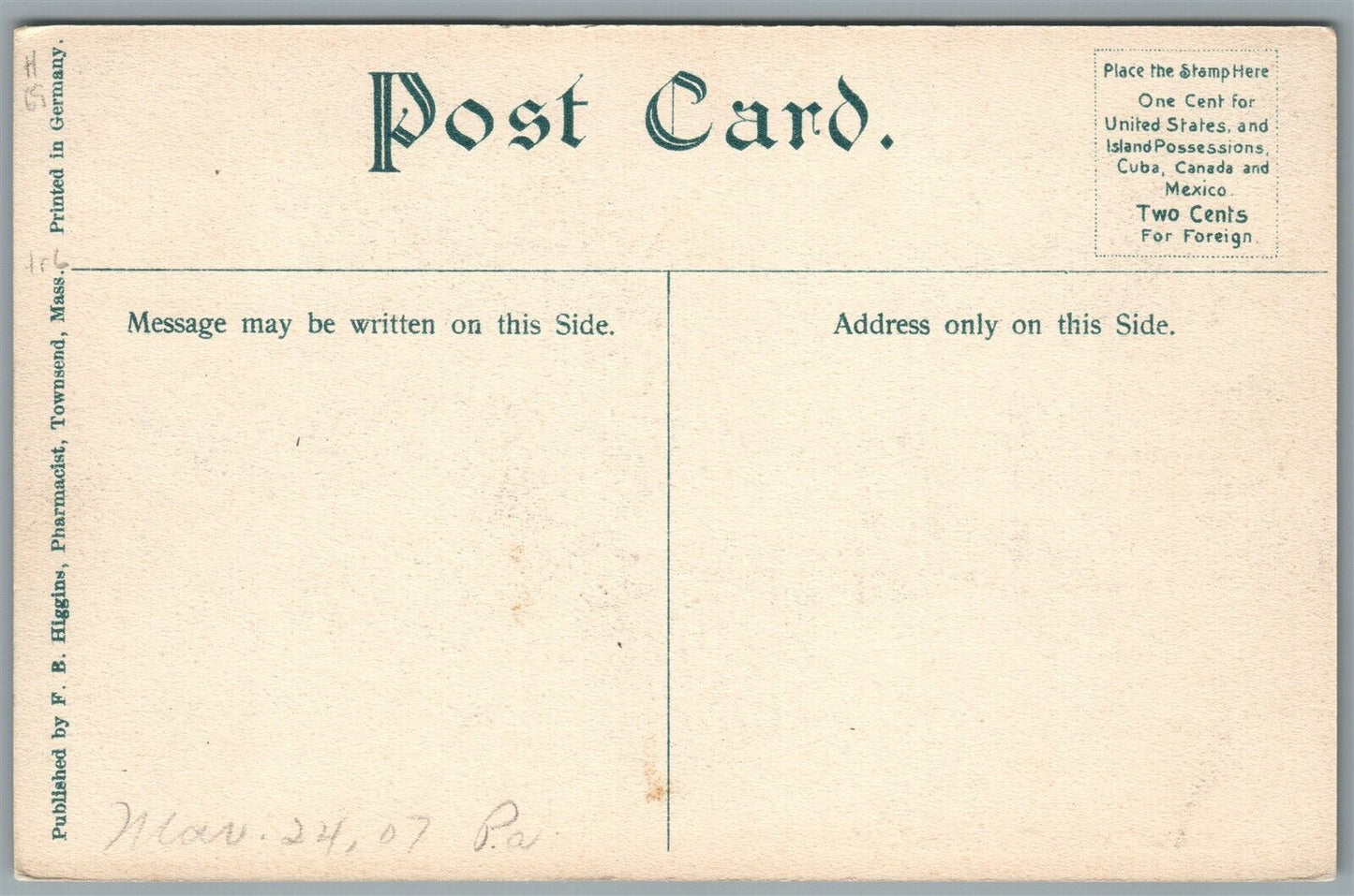TOWNSEND MA SCHOOL STREET ANTIQUE POSTCARD