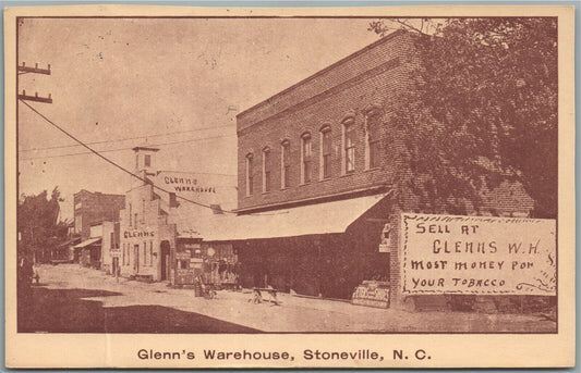 STONEVILLE NC GLENN'S WAREHOUSE ANTIQUE POSTCARD