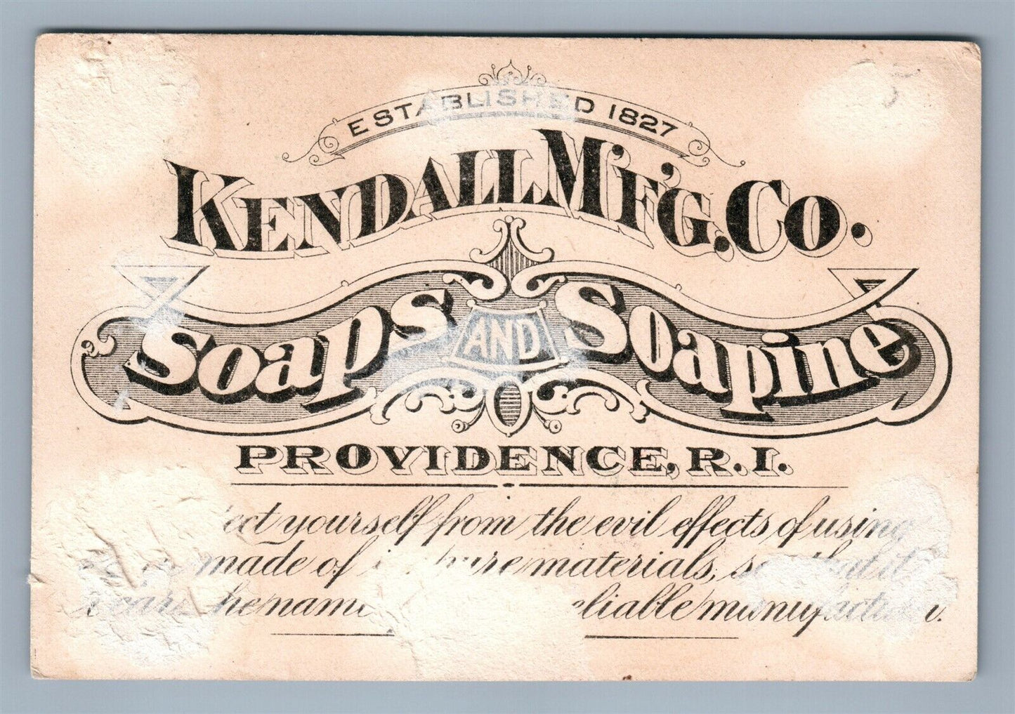 PROVIDENCE RI KENDALL HOME SOAP VICTORIAN TRADE CARD