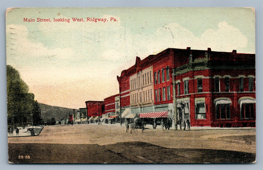 RIDGWAY PA MAIN STREET ANTIQUE POSTCARD