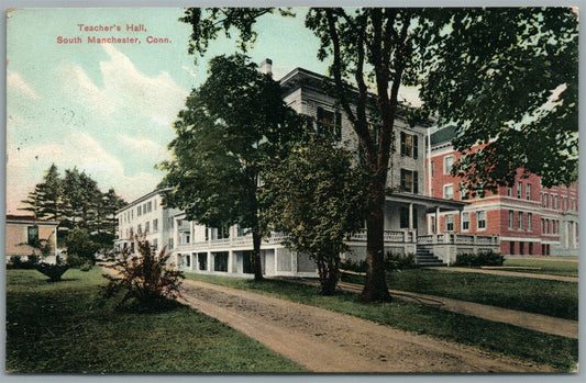 SOUTH MANCHESTER CT TEACHER'S HALL ANTIQUE POSTCARD