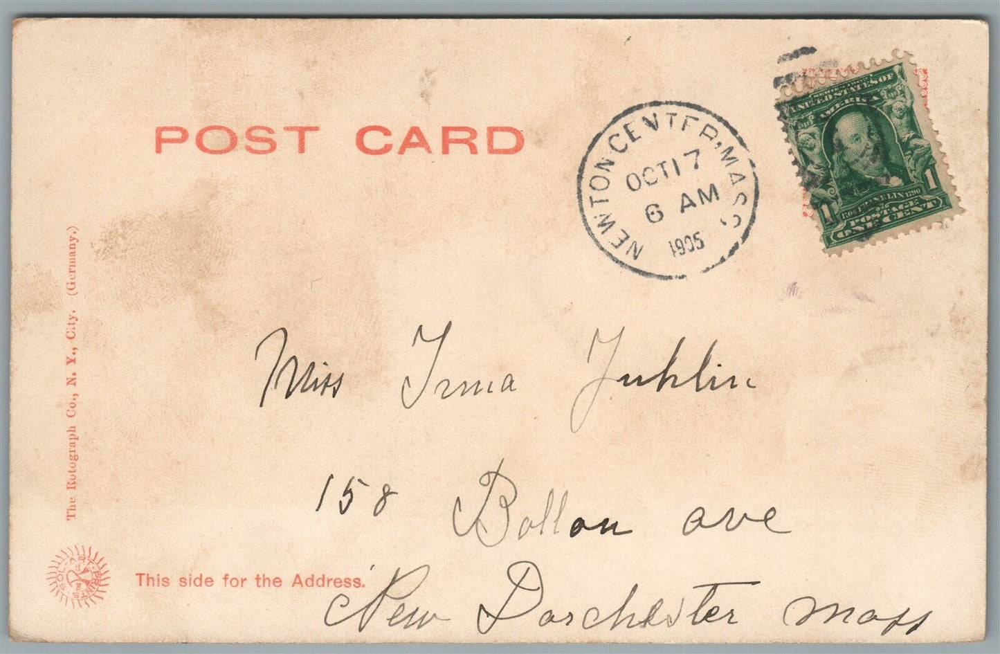 NEWTON CENTRE MA THE PLAYGROUND ANTIQUE POSTCARD