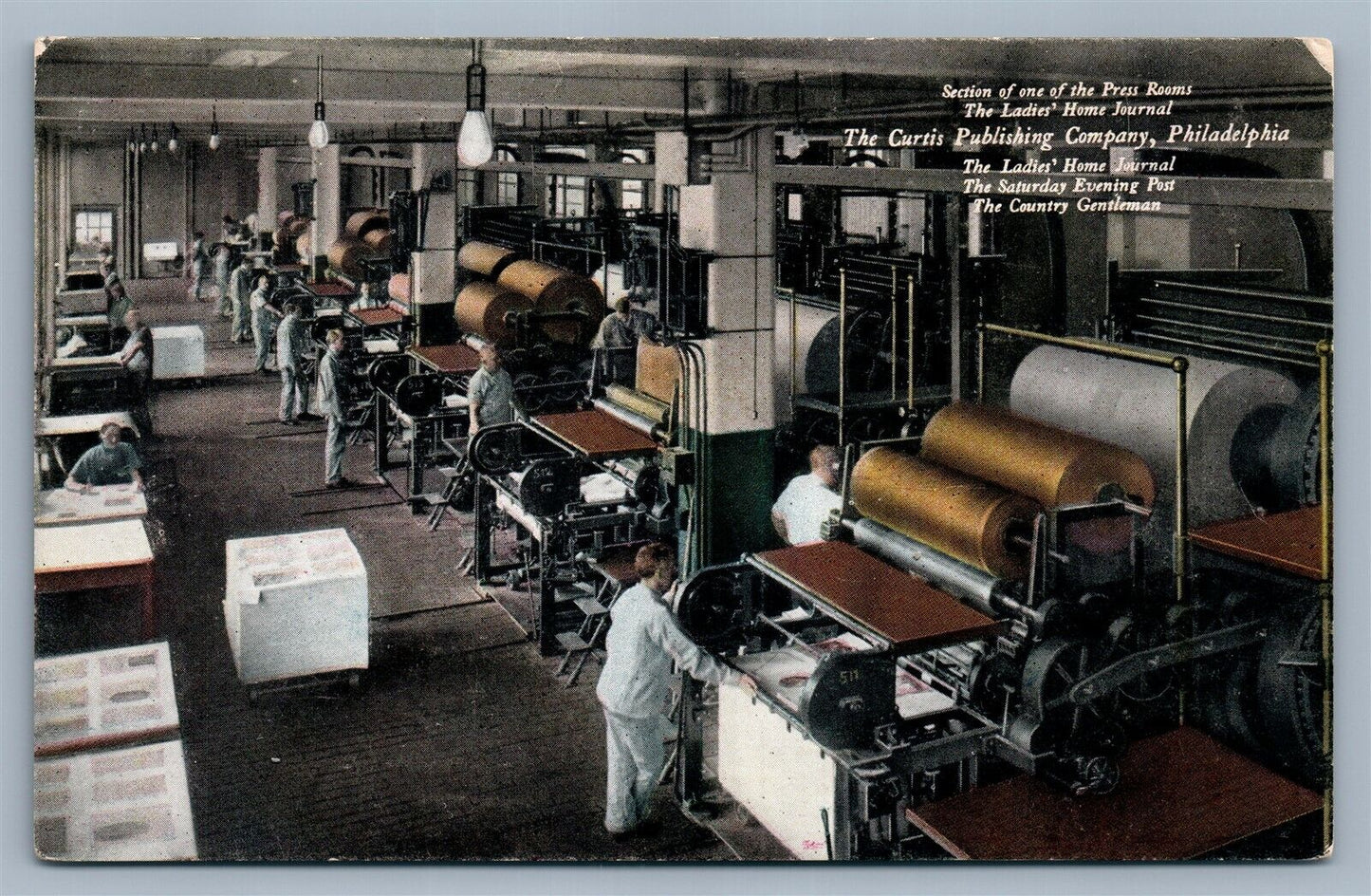 PHILADELPHIA PA CURTIS PUBLISHING CO PRESS ROOM ANTIQUE POSTCARD