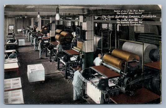 PHILADELPHIA PA CURTIS PUBLISHING CO PRESS ROOM ANTIQUE POSTCARD