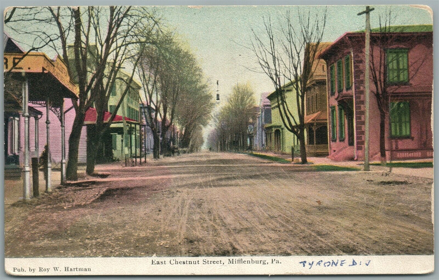 MIFFLENBURG PA EAST CHESTNUT STREET ANTIQUE POSTCARD
