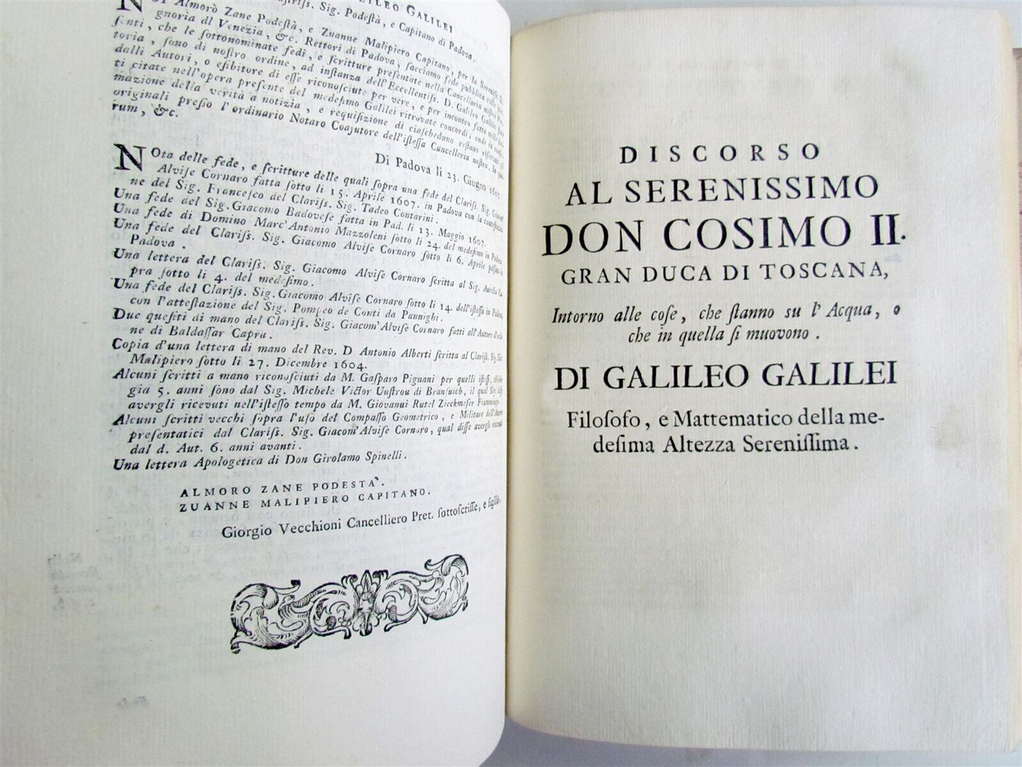 1718 GALILEO GALILEI 3 volumes OPERE illustrated VELLUM BOUND antique SCARCE