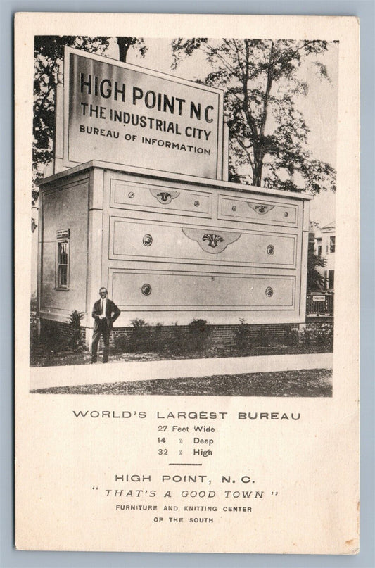 HIGH POINT NC WORLDS LARGEST BUREAU FURNITURE & KNITTING CENTER ANTIQUE POSTCARD