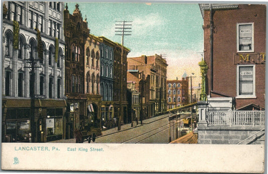 LANCASTER PA EAST KING STREET ANTIQUE POSTCARD