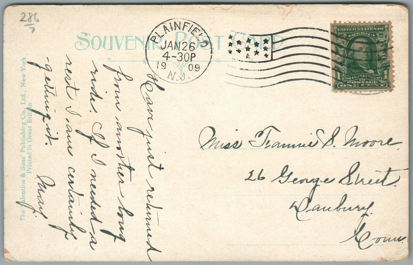 PLAINFIELD NJ FRONT STREET ANTIQUE POSTCARD