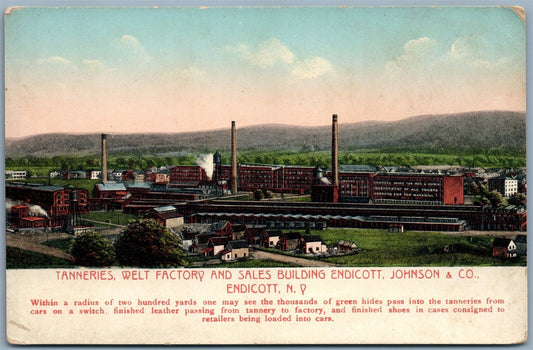 ENDICOTT NY TANNERIES WELT FACTORY ANTIQUE POSTCARD