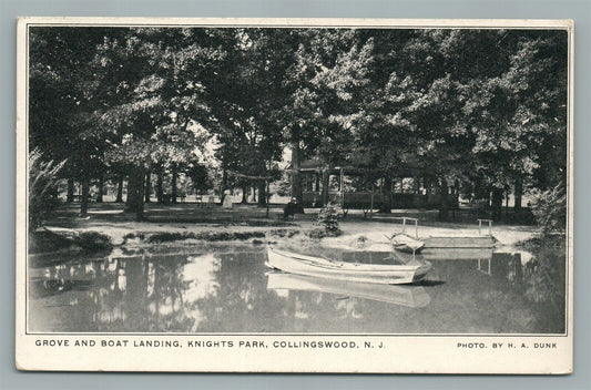 COLLINGSWOOD NJ GROVE & BOAT LANDING KNIGHTS PARK ANTIQUE POSTCARD