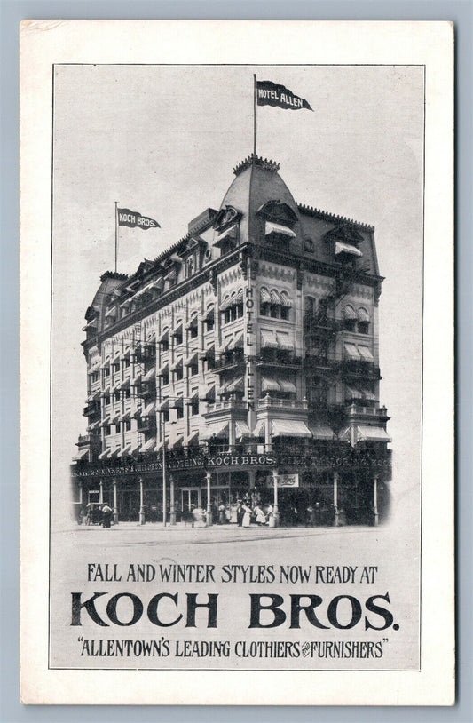 ALLENTOWN PA KOCH BROS. CLOTHIERS ADVERTISING ANTIQUE POSTCARD